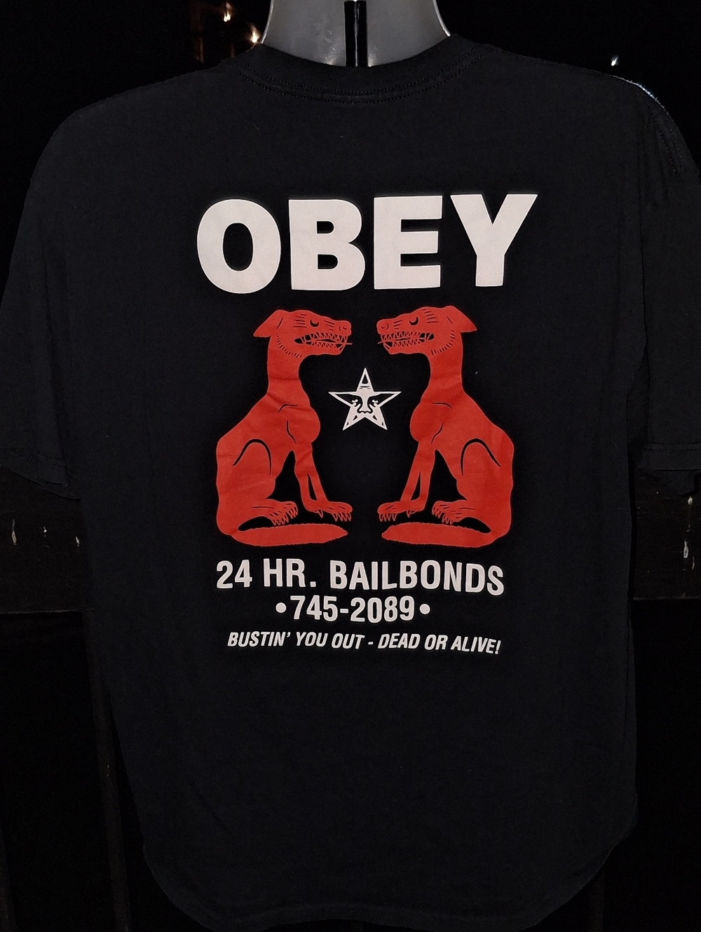 OBEY 24 HR BAILBONDS T Shirt Size XL